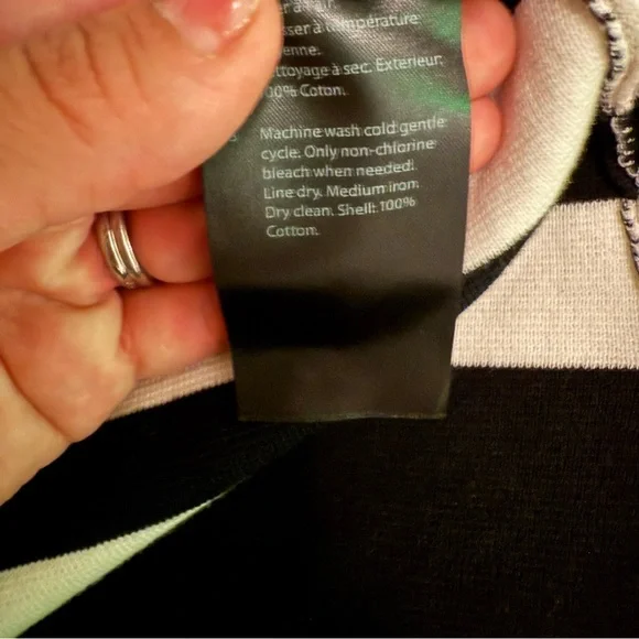 COS OVERSIZED STRIPED TURTLENECK SWEATER BLACK CREAM 100% COTTON MINIMALIST KNIT - Picture 10 of 10